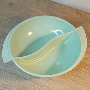 Vtg Boonton Ware Green Winged Divided Melamine Dish 10" MCM